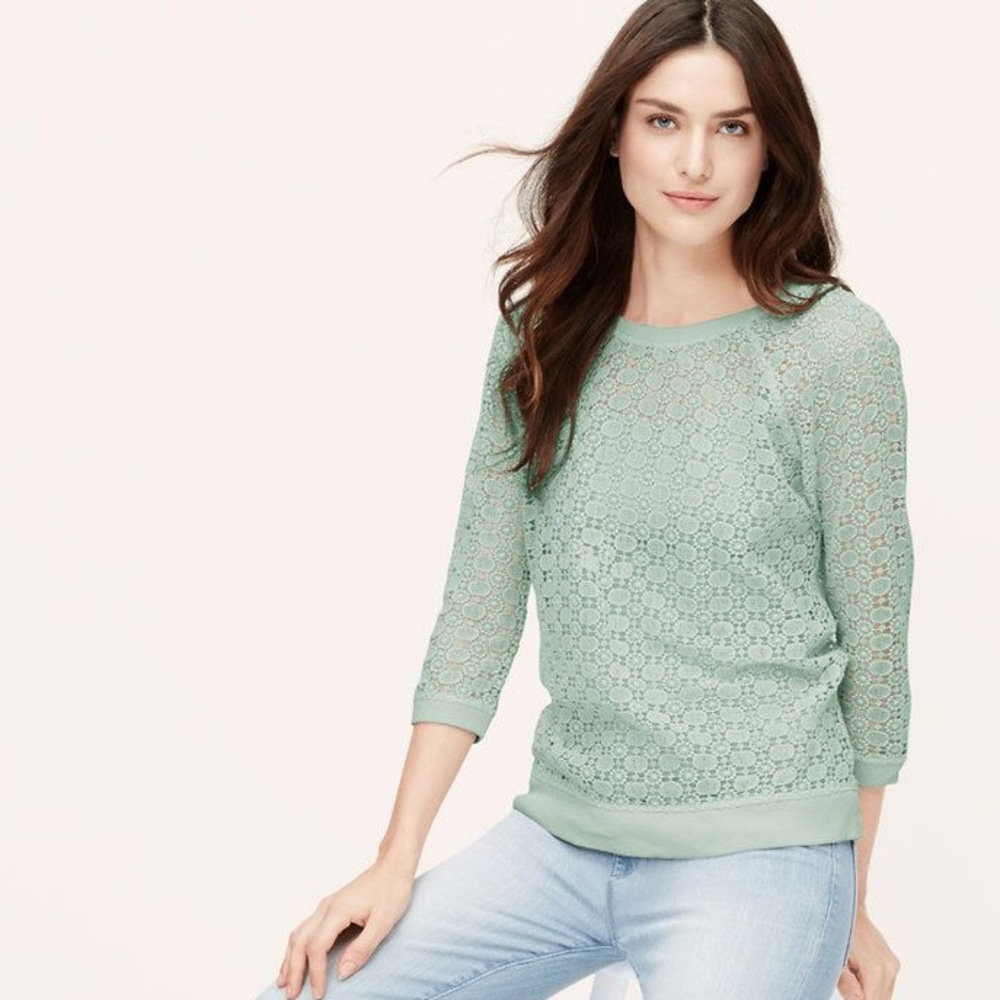 LOFT Dot Lace Sweatshirt